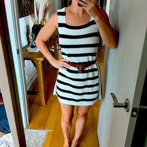 MWT Zara Dress size small black white knit stripe